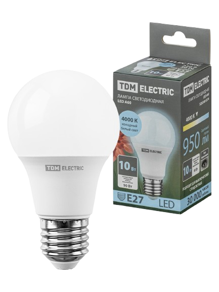 Bec LED A60 10 W, 230 V, lumină neutră 4000 K, E27 – TDM ELECTRIC